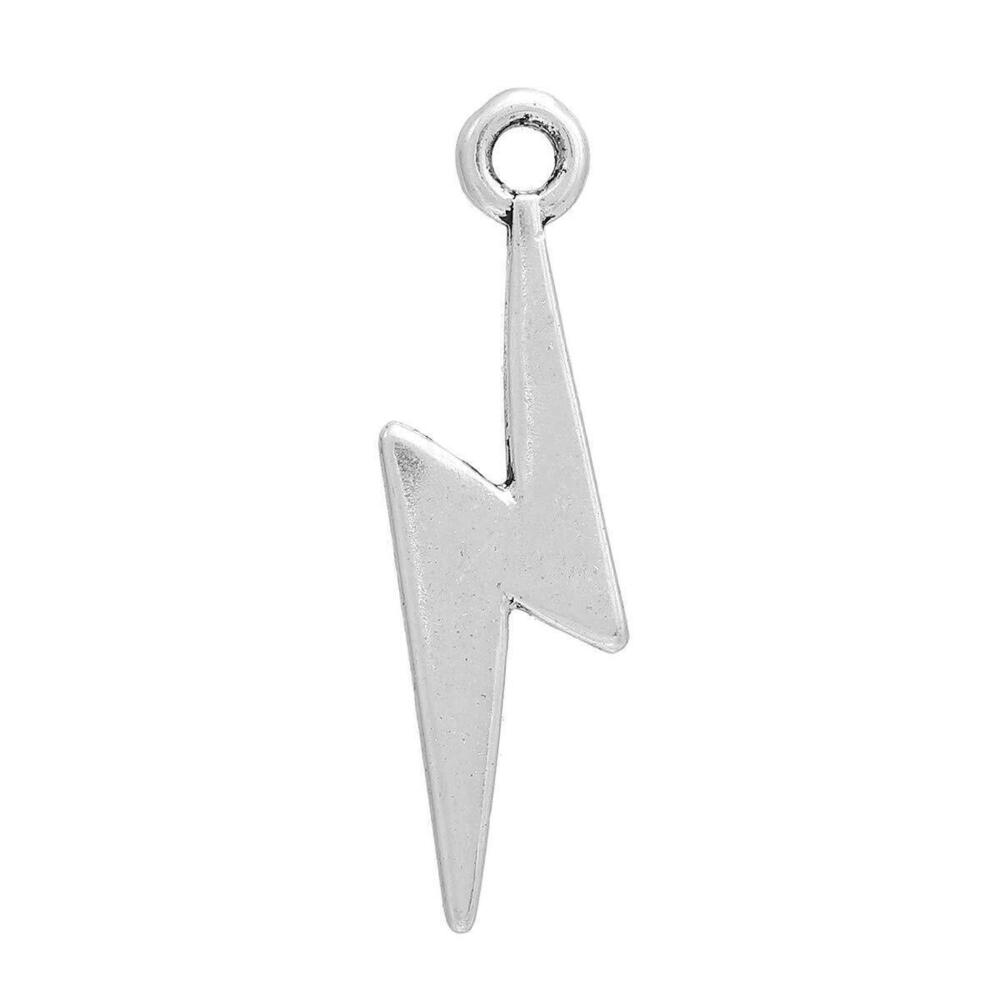 3463 20pc Antiqued Silver Alloy Lightning Charms Pendants 29x10mm